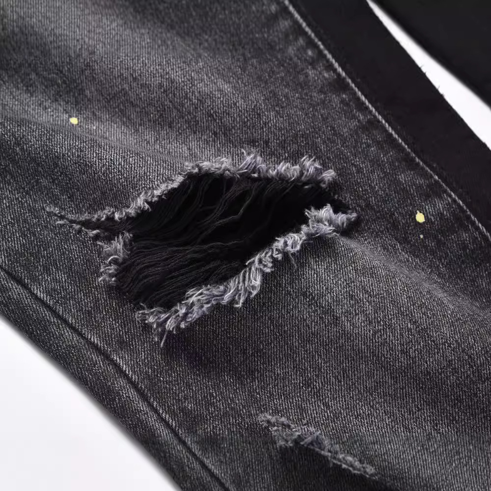 Meeste rõivad 24 kolmemõõtmeline õmblemine lahtiselt kottis lõhki kassi vurrud laienevad püksid meestele ja naistele Teksad_voghion.com