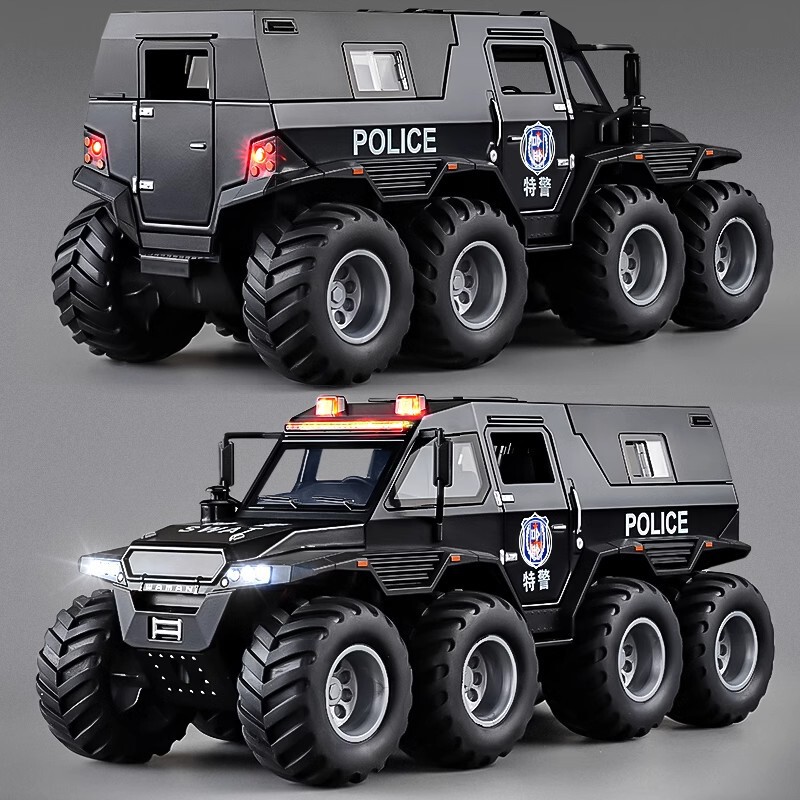 Large Armored Police Car Toy SUV Alloy Car Ambulance Car Child 110 Special Police Car Boy