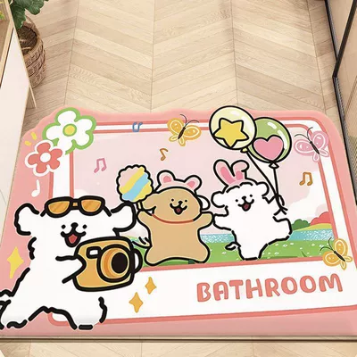 Avtomobil döşəmə paspasları — Bathroom Absorbent Quick-drying Foot Mat - take-pictures-of-puppies-4060cm25mm-diatom-mud