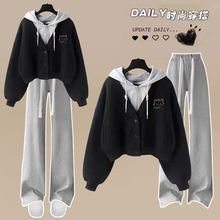 高中初中女生衣服秋装卫衣外套女秋冬季新款洋气少女休闲套装