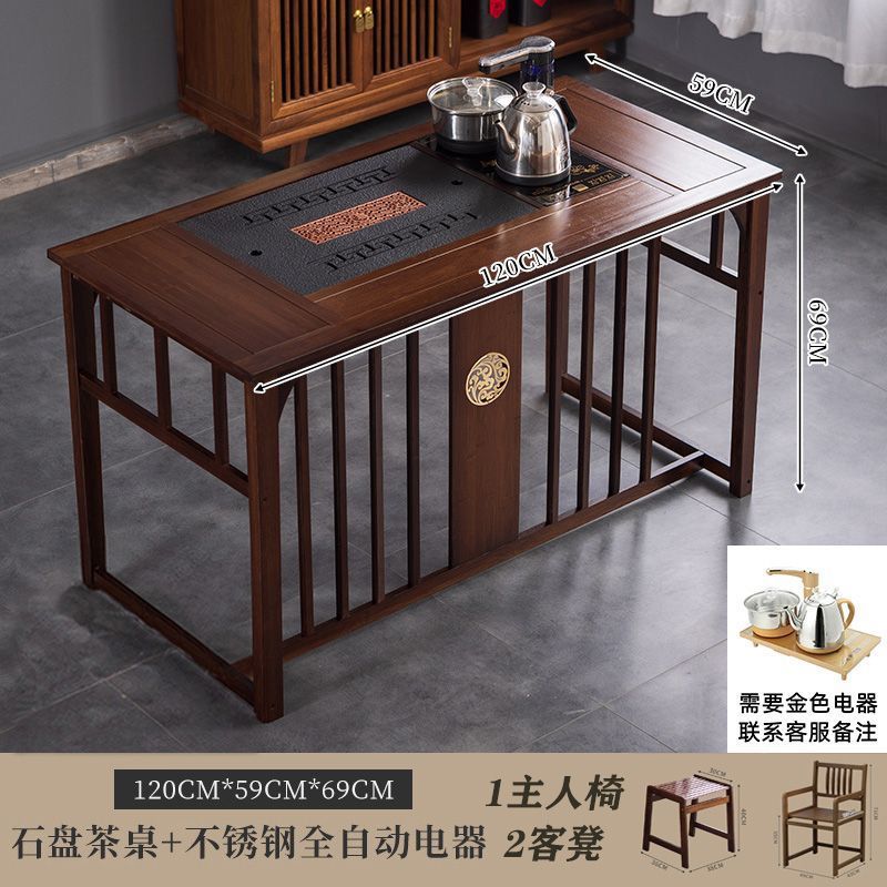 Mesa de té de oficina de balcón pequeña mesa y silla doméstica combinación de hervidor de agua en un conjunto completo de madera maciza nuevo estilo chino batería húmeda