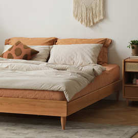厂家直发无床头床实木北欧主卧1.5米1.8樱桃木双人日式榻榻米床架
