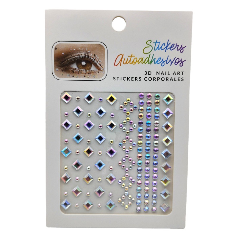 Laser Stage Laser Eye Makeup Stickers Diamond Heart Water Drop Broken Rhinestone Stickers Face Tear Eye Tail Flash Diamond Stickers Colorful