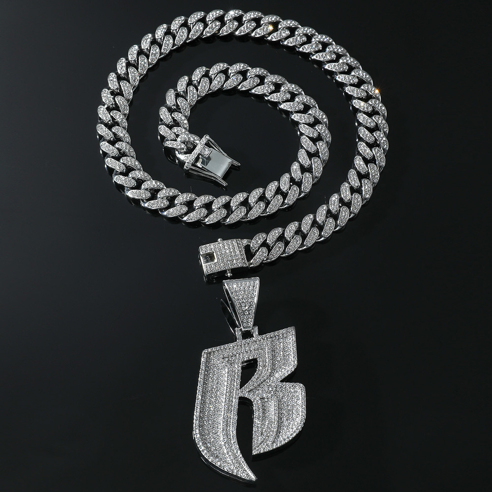 Hip-hop Letter Alloy Plating Inlay Rhinestones Men's Pendant Necklace display picture 4