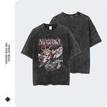 Anime Yu Gi Oh T Shirts Men Retro Vintage Washed Yugi Muto P