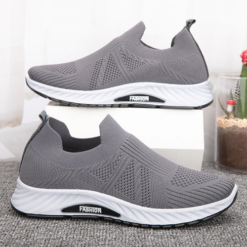 Shoes for men spring and summer breathable casual shoes soft sole old Beijing cloth shoes foreign trade socks shoes fly woven mesh sports shoes for men