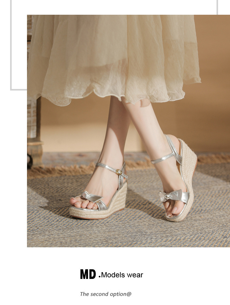 Sandal cao gót nữ hở mũi đế xuồng bện thừng gót 9 cm — màu vàng chi tiết 12