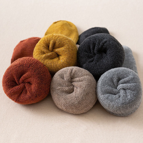 Socks women's autumn and winter stockings solid color versatile terry thickened velvet warm and slim jk over-the-knee calf socks wholesale