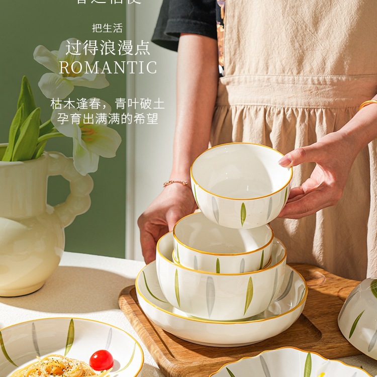 清新釉下彩米饭碗特别好看的餐具小碗家用2025新款陶瓷吃饭碗居家