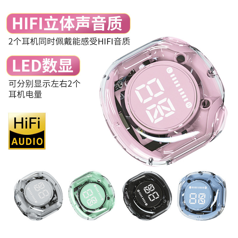 LD2数显女生蓝牙耳机无线双边透明ENC立体声超长续航运动游戏|undefined