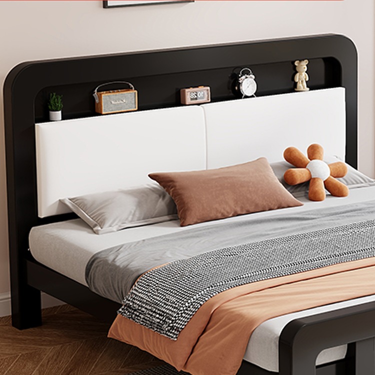 Wrought Iron Bed Double Bed for Home Use 1.8m Thickened for Rental Use Iron Bed Stainless Steel Single Bed Frame Iron Frame J&