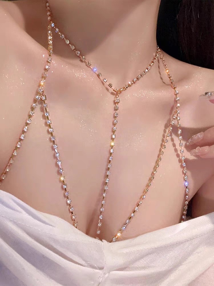 Joyería de comercio exterior de Europa y América sexy personalidad bikini sujetador cuerpo cadena gótica cuerpo garra cadena collar