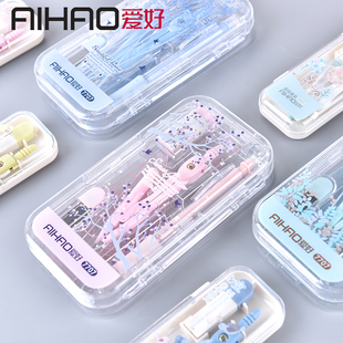 Hobby compass suit 8-piece set of student cute small fresh test drawing ruler protractor triangle stationery