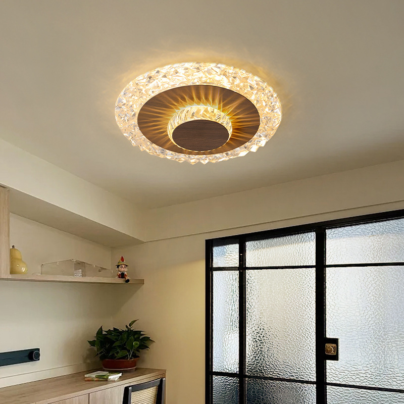 [Selección estricta] lámpara de pasillo lámpara de techo estilo antiguo retro madera creativa lámpara de cristal moderna simple lujosa