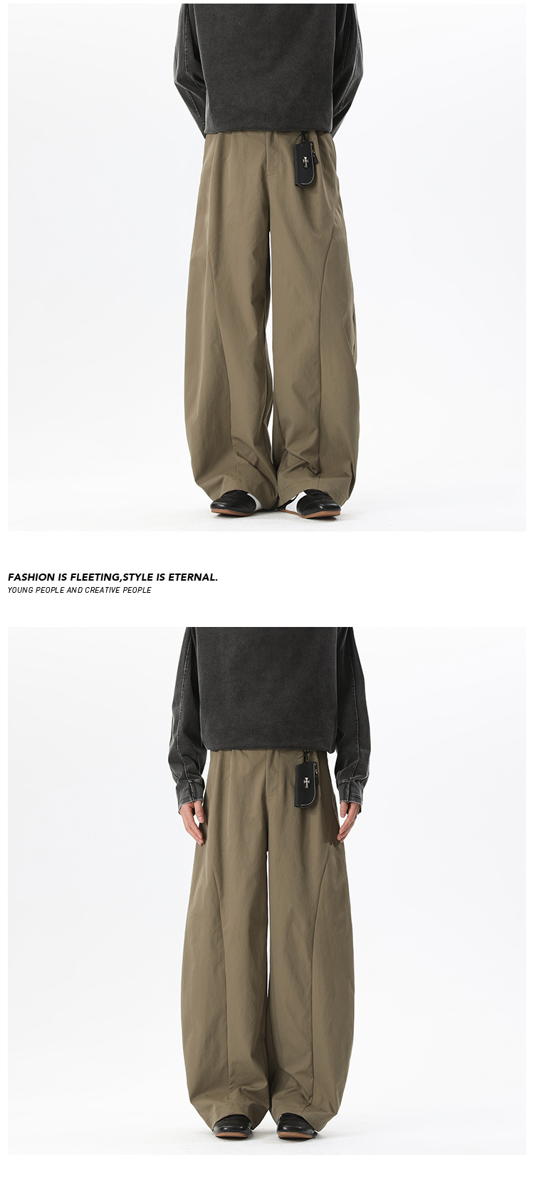 Herren Freizeithose Mit Schrägem Schnitt Und Weitem Bein Für Frühling_voghion.com