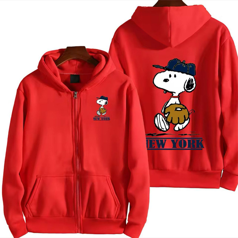 Cross-Border Foreign Trade Animation Cartoon Snoopy Zipper Sweatshirt Digital Printing Zipper Hoodie Cute Jacket Top