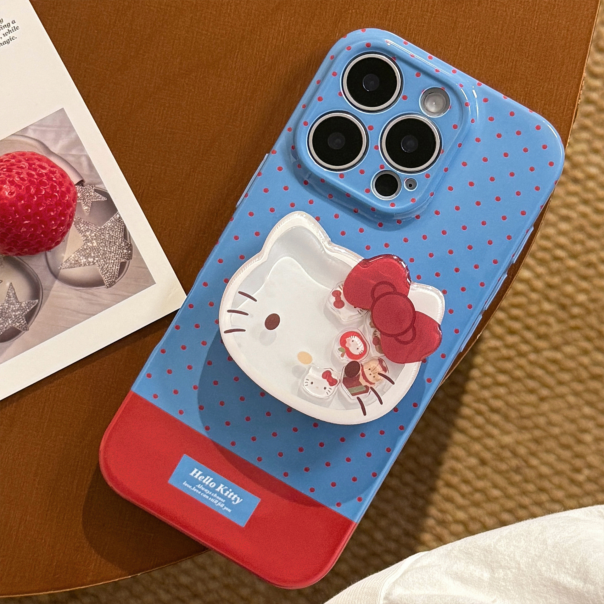 Punto de onda azul y rojo para iphone17 manzana 16 caso de teléfono 14promax película 13 soporte de música de roca para gatos