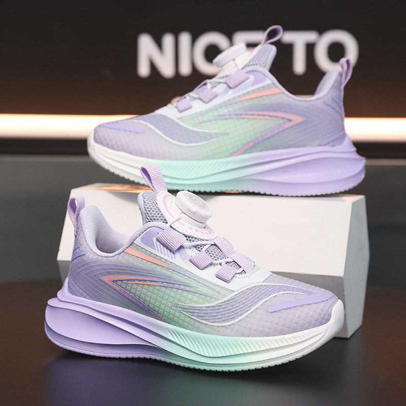 Zapatos para niños primavera y verano nuevos zapatos deportivos para niños zapatos de entrenamiento de paso de malla para niñas con hebilla giratoria para niños grandes