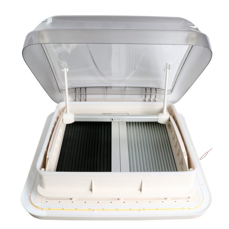 RV vehículo comercial tragaluz transpirable con cortina de privacidad con red de insectos acrílico material de aleación de aluminio con luces LED
