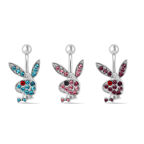 Wish AliExpress recommends new products stainless steel cartoon rabbit belly button ring navel nail body piercing jewelry wholesale