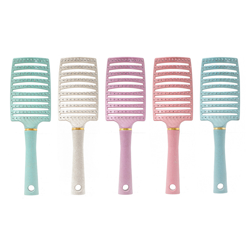 Comercio exterior nuevo tipo de paja de trigo degradable dientes anchos peine de costilla adecuado para el cuidado del cabello rizado modelado peine flojo