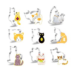 ステンレス鋼猫クッキー型フルーツカット漫画動物カットケーキベーキングツール 9 点セット卸売