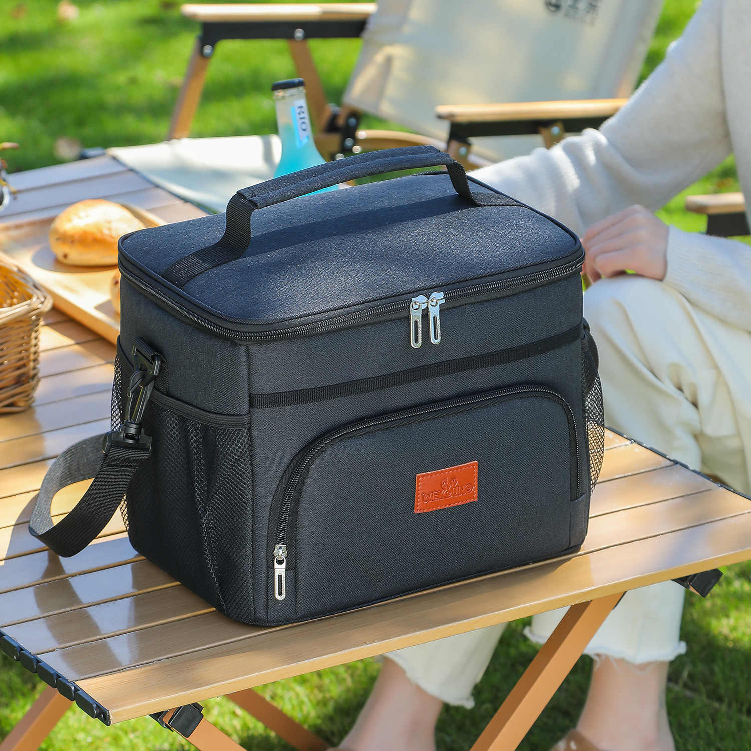 Ventas transfronterizas calientes de Oxford bolsa de aislamiento térmico de gran capacidad refrigerador de almacenamiento fresco de camping invernadero de viaje con bolsa de almuerzo image 4
