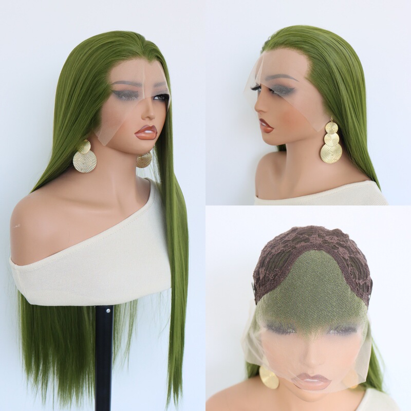 Ancient Style Universal Wig, Straight Hair, Three-Pointed Hand-Crocheted Front Lace, Beauty Point, Hanfu Cosplay Wig Set Wholesale