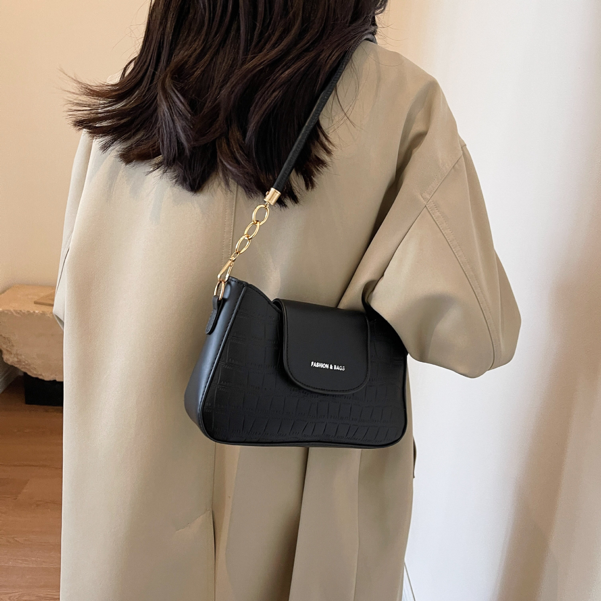 Bolso de hombro para mujer con patrón de piedra de nicho 2023 nuevo bolso de hombro casual de otoño bolso de moda con patrón de piedra