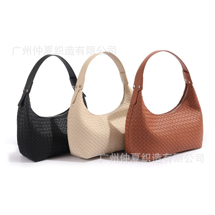 Cross-Border Women's New Versatile Comfortable Woven Bag Underarm Bag Baguette Bag Korean Style Niche Dumpling Shoulder Bag - Thumbnail 5