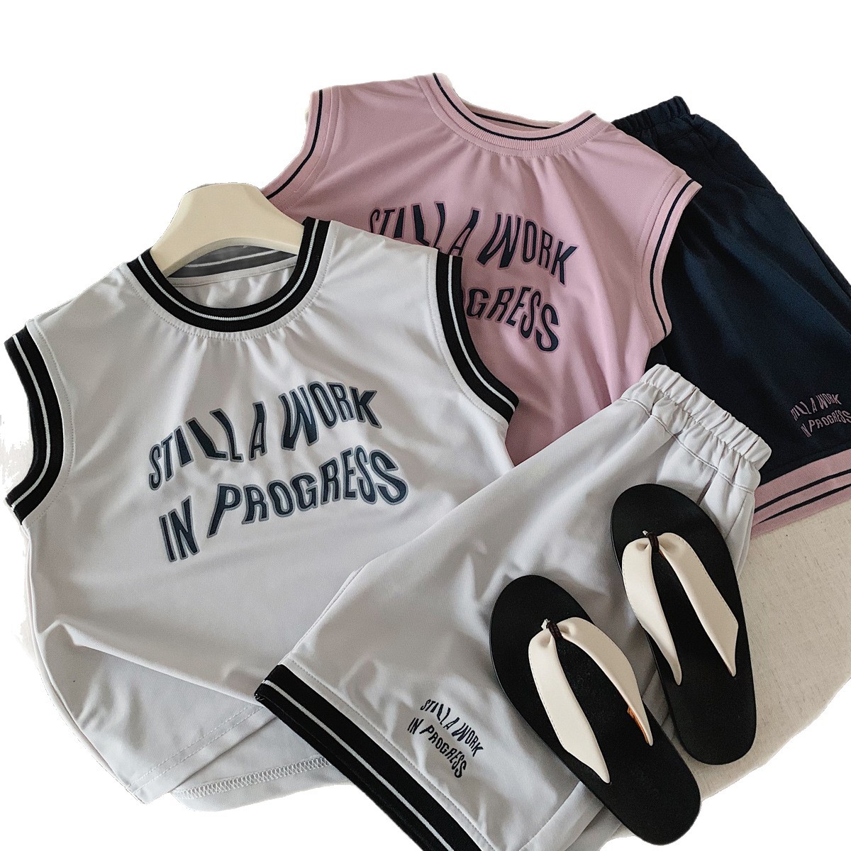 Muye Summer Children's Sports Suit Vest T-shirt Shorts 5
