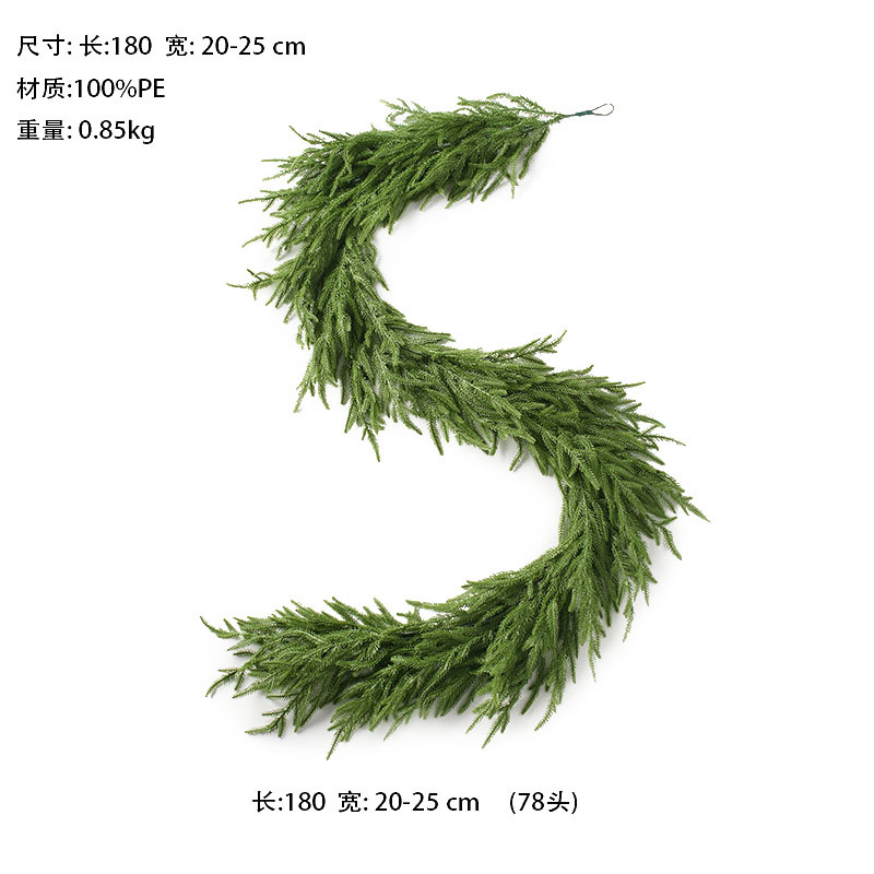 Nuevos productos transfronterizos pegamento blando sensación de mano PE guirlandana de alta simulación cifrado verde Navidad decoración del hogar de caña