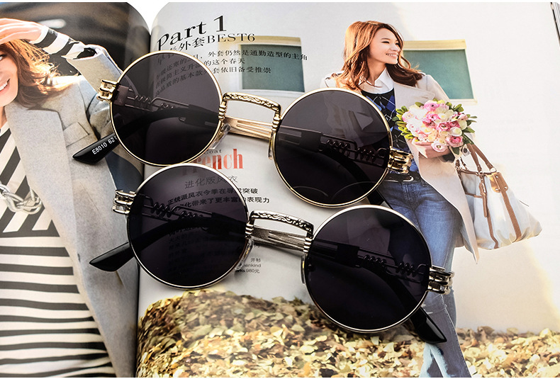 Casual Retro Solid Color Ac Round Frame Full Frame Women's Sunglasses display picture 1