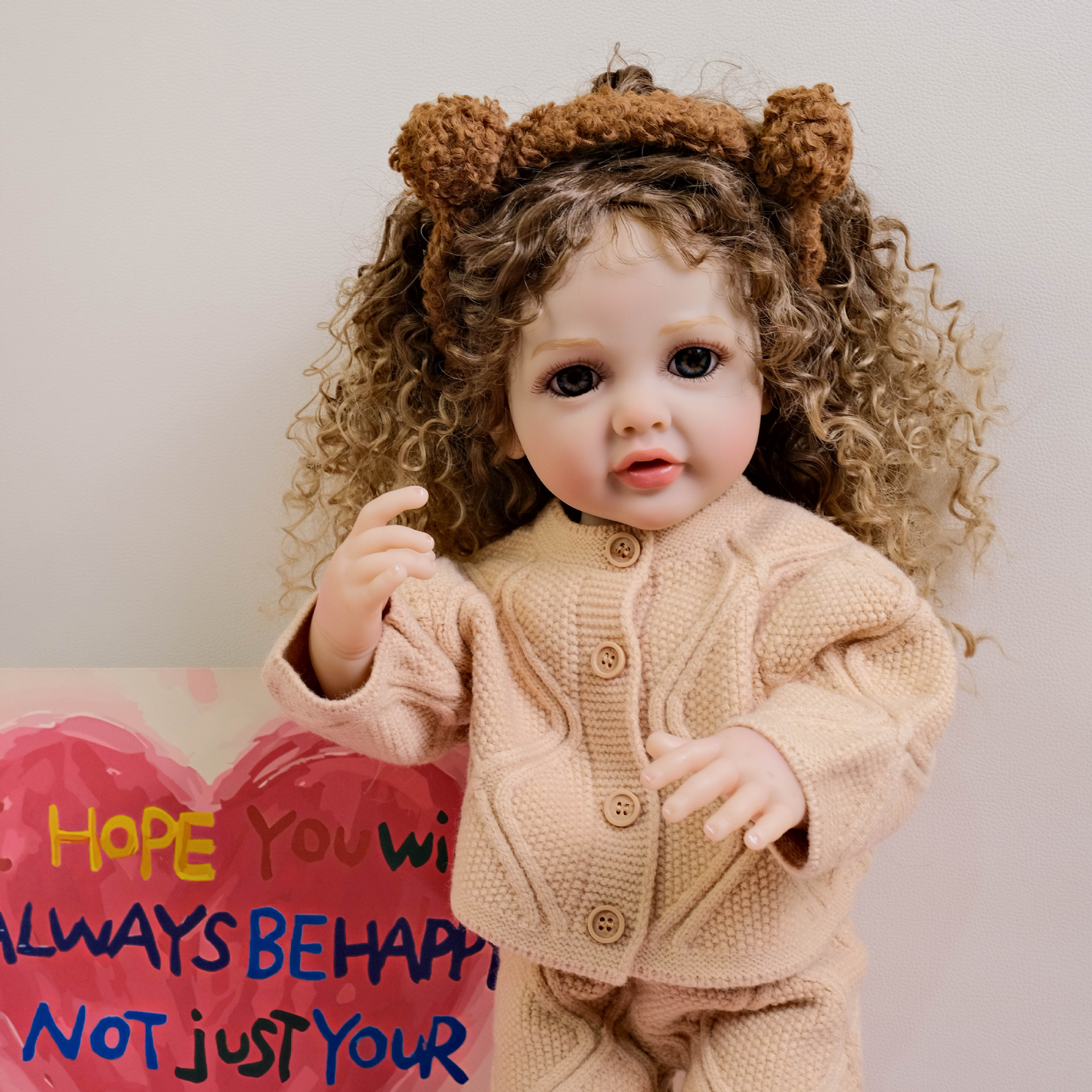 NPK22inch suéter de albaricoque de manga larga modelo Betty simulación renacimiento muñeca acompañante niño regalo