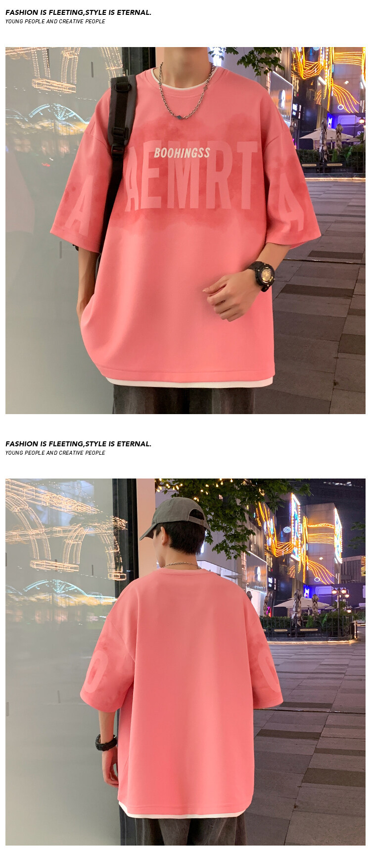 T-shirt da uomo stile americano due pezzi per estate casual_voghion.com