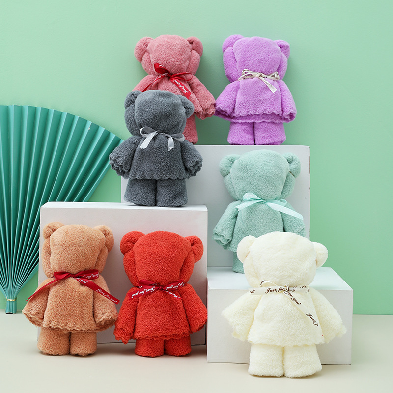 Wholesale Coral Fleece Bear Towel Gift Box Birthday Wedding Towel Return Gift Business Gift Opening Ceremony