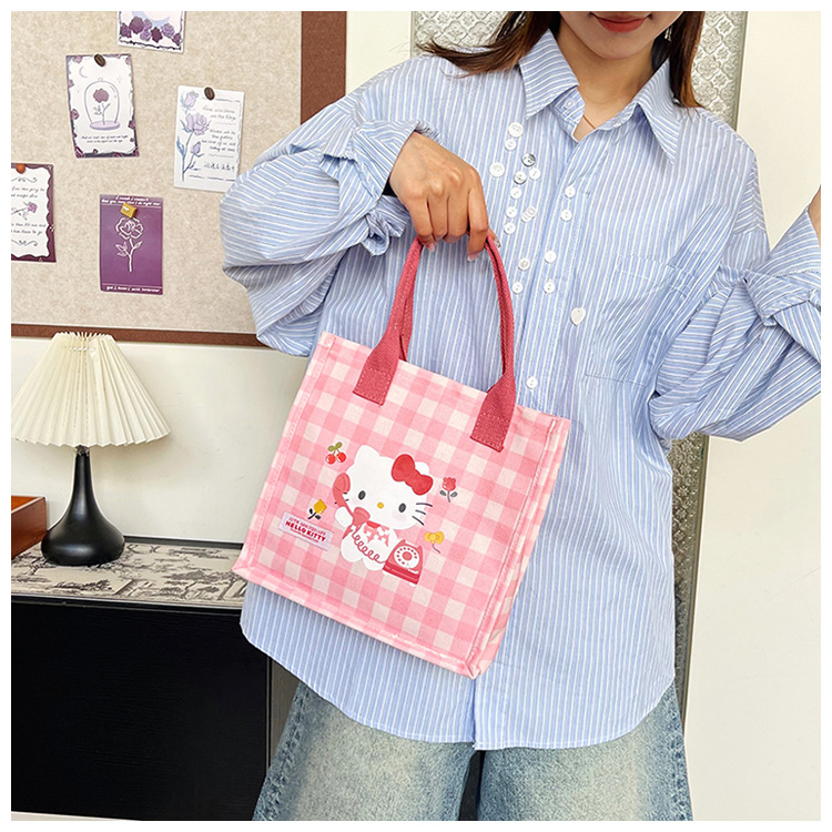 Cute cartoon cat canvas bag 2025 new style large-capacity simple and convenient tote bag with fashionable printing undefined