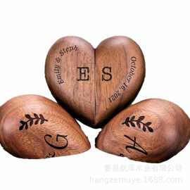 跨境爱心戒指盒母亲节耳钉饰品包装盒情侣对戒收纳盒爱心首饰盒