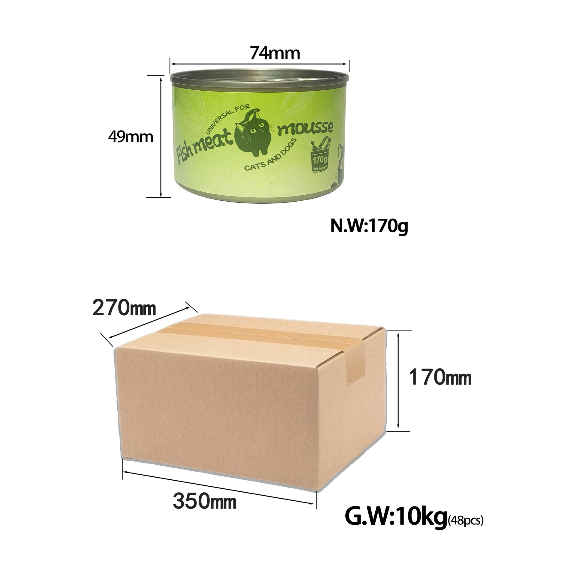 170g enlatado de carne de res, pollo, perro, nutrición fresca, grano mezclado, carne en puré, bocadillos para gatos y perros, caja completa