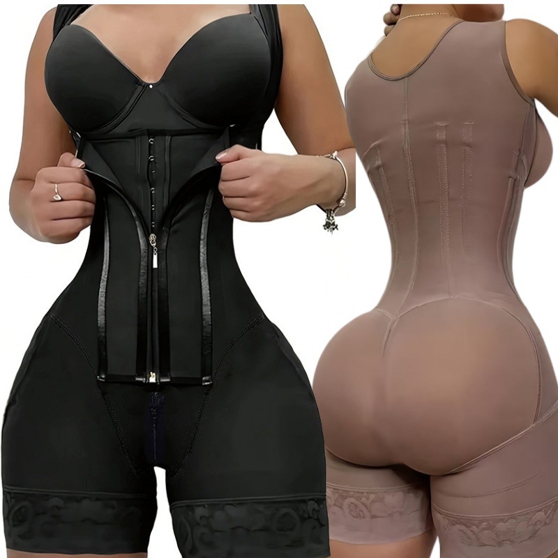 Cross-Border Large Size 13 Steel Bone Shapewear Full Body Strong Compression Waist and Abdomen One-Piece Bodysuit Crotch Zipper Butt Lift Corset