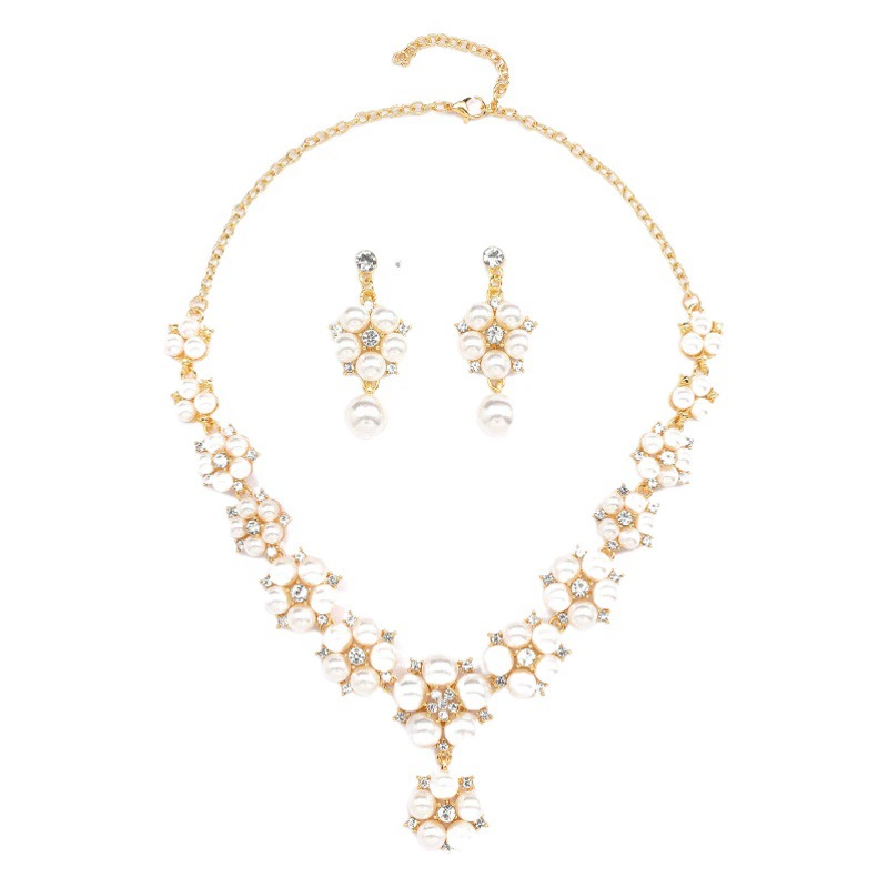 Оптовая Продажа с фабрики европейские и американские серьги с жемчужным ожерельем из двух частей невесты Ретро высокий дизайн 2022 Новая внешняя торговля