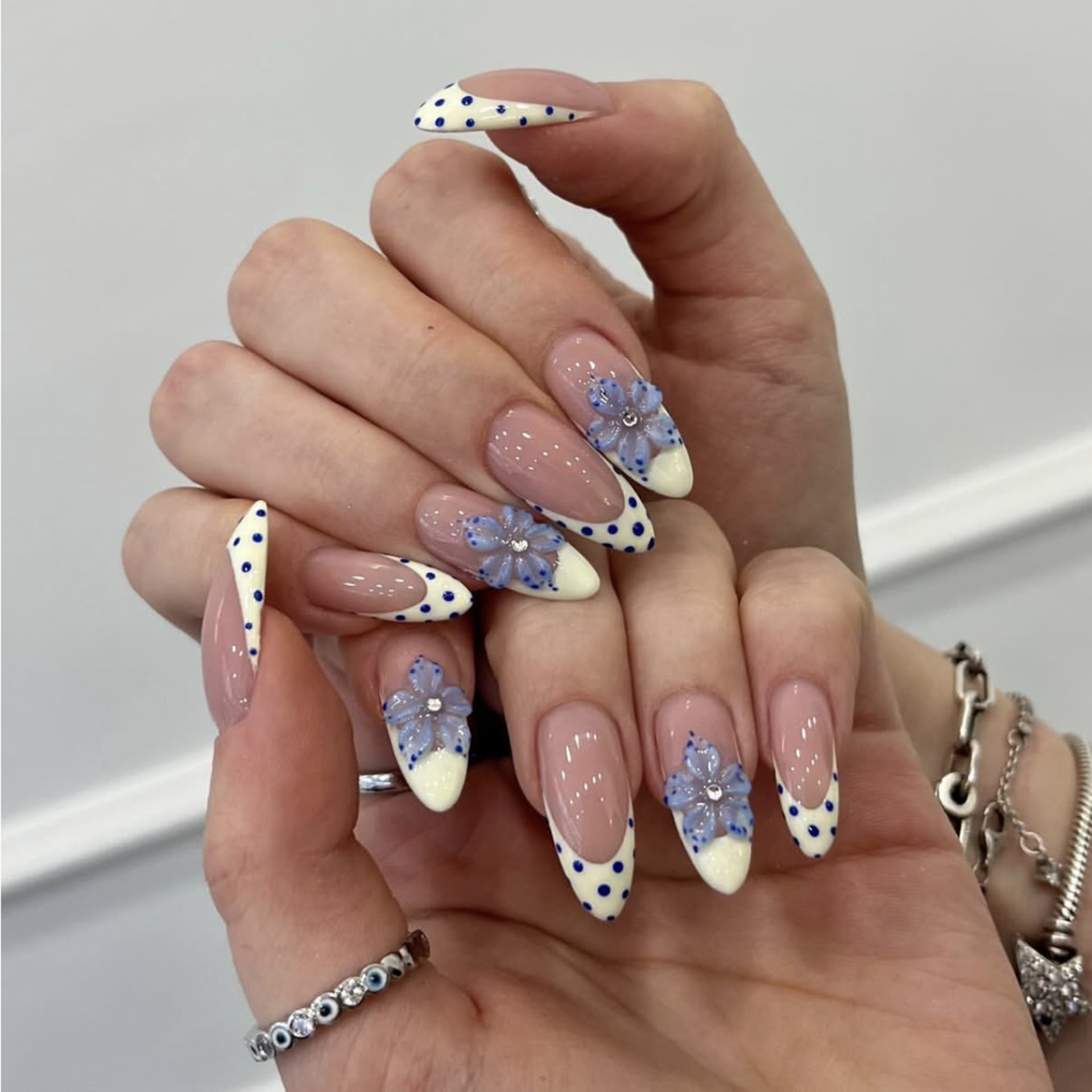 Blue three dimensional nail stickers for manicure
