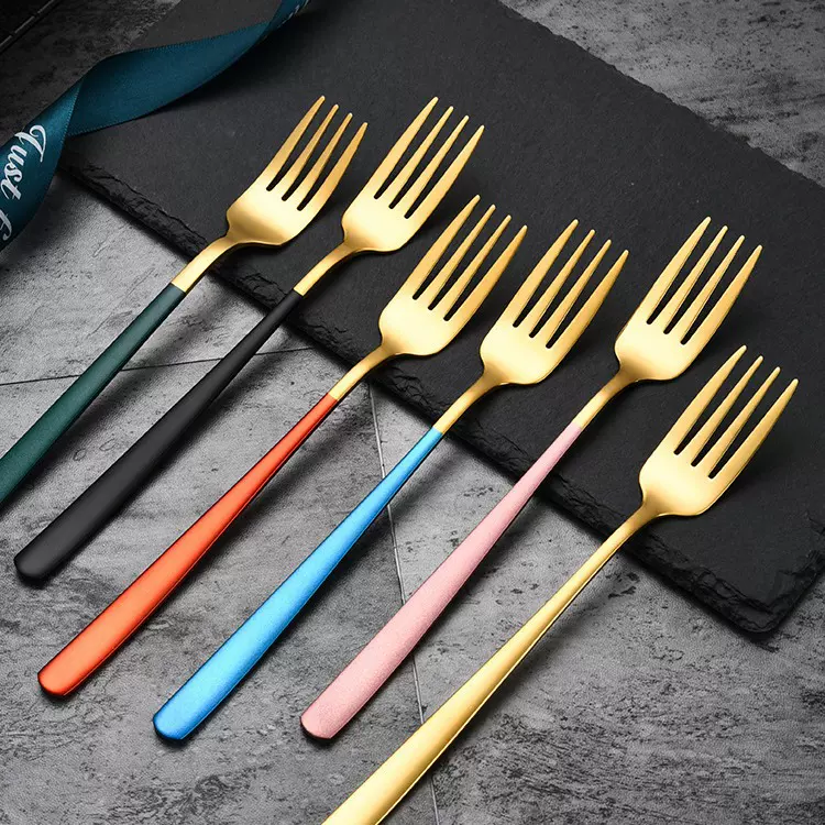 304不锈钢叉子韩式长柄叉创意餐具叉餐厅家用甜品叉水果叉沙拉叉