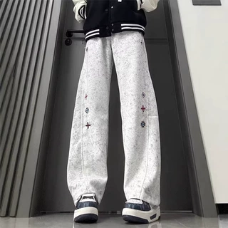 美式重磅民族风扎染弯刀休闲裤男女春季设计感宽松百搭运动阔腿裤