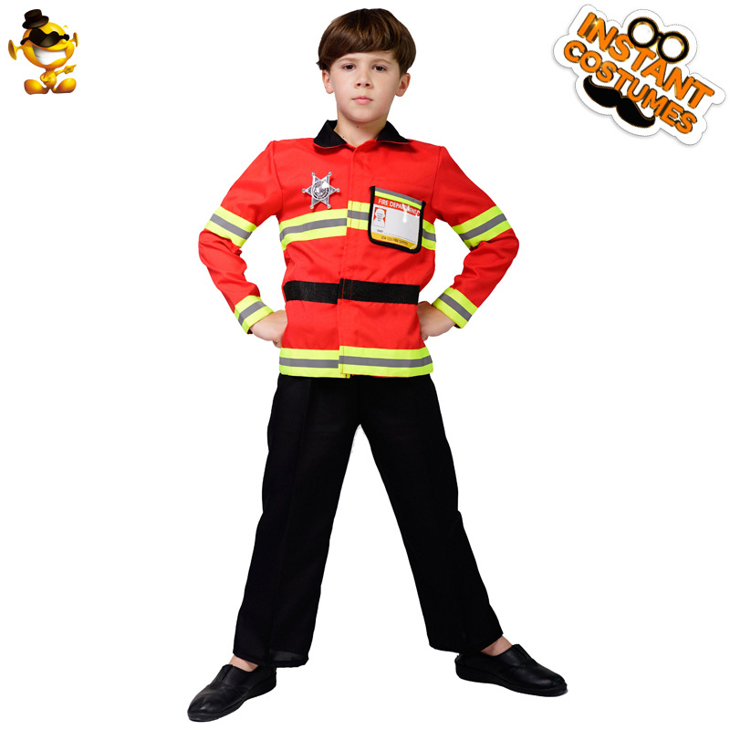 Niño pequeño bombero rendimiento fiesta traje de Halloween niños Cosplay etapa bombero rendimiento traje