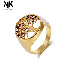 千风新款欧美生命之树镶钻钛钢戒指女时尚气质穿搭手饰品镀金尾戒