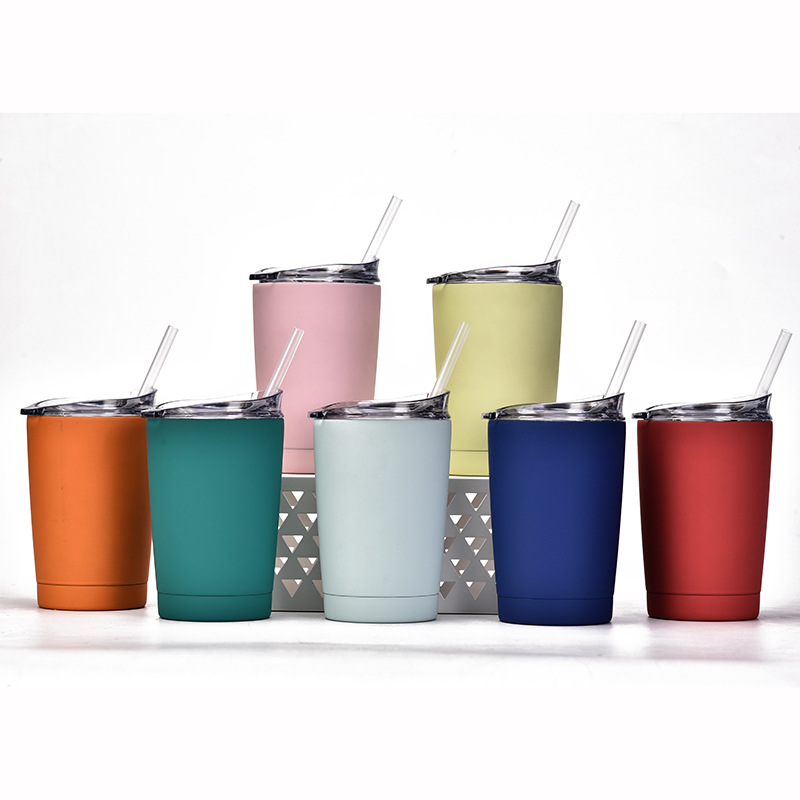 Cross-border 304 Stainless Steel Vacuum Cup Car Simple Cup With Straw Men And Women With Cover Coffee Cup Tumbler display picture 7