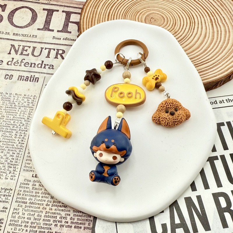 本物の POP MART かわいいパジャマパーティートーストキーホルダーペンダントストラップ携帯電話ロープ|undefined