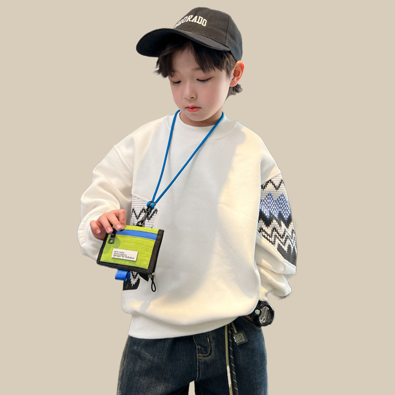 2025新款中大童上衣儿童新品韩版休闲打底衫织里童装男童秋款卫衣|undefined