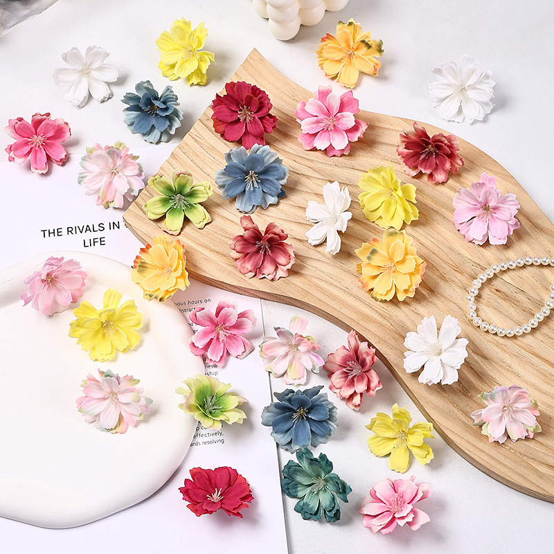 Artificial Plum Blossom Head DIY Daisy Multi-Layer Flower Head Fake Flower Hairpin Corsage Wedding Decoration Photography Props Artificial Plum Blossom Head DIY Daisy Multi-Layer Flower Head Fake Flower Hairpin Corsage Wedding Decoration Photography Props